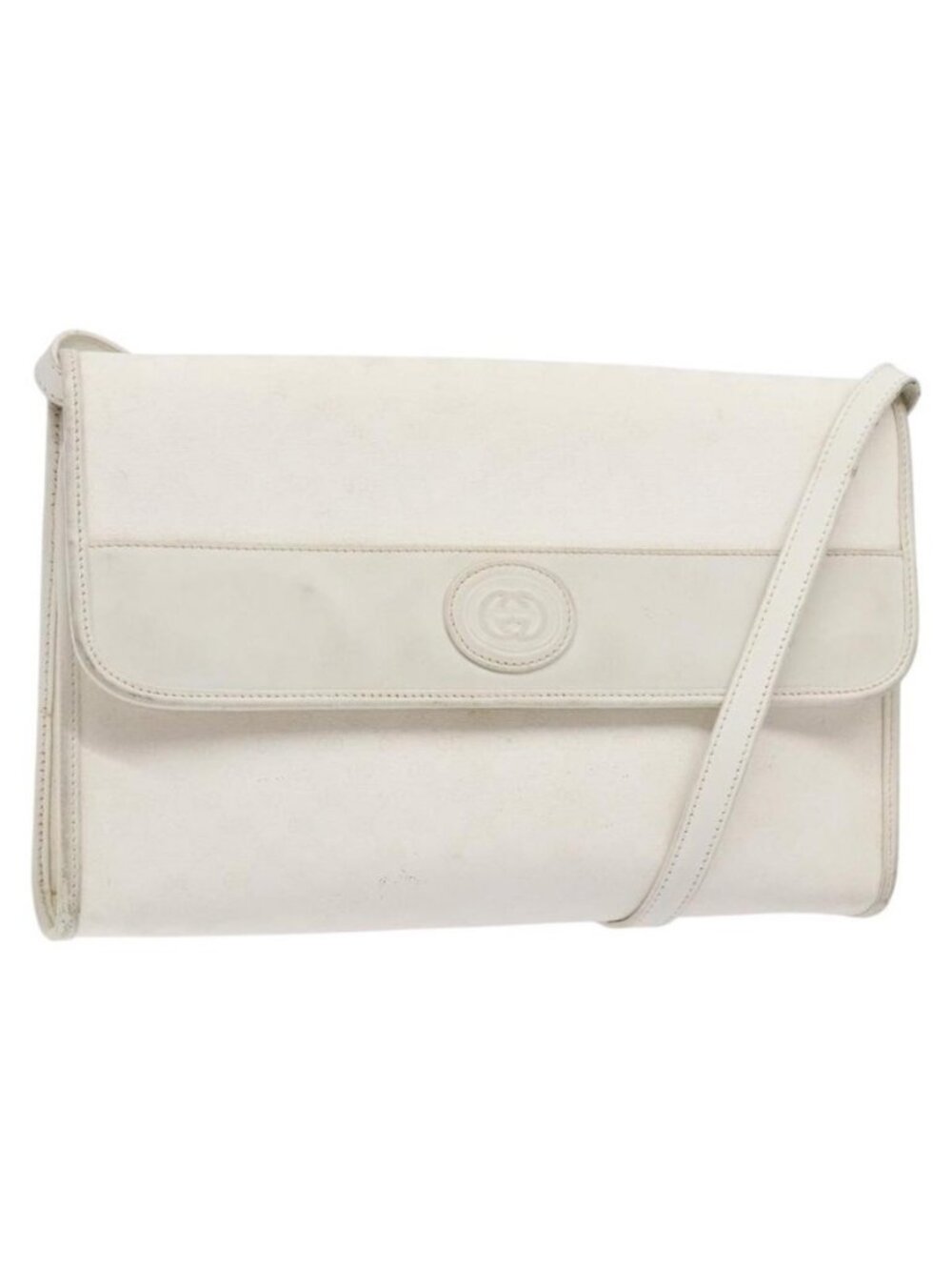 Authentic GUCCI Micro GG Supreme Shoulder Bag PVC White Gold 004 58 0264